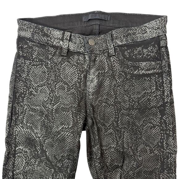 J Brand Leggings Size 25 Shinny Black Boa Snake Print Coated Skinny Jeans - Picture 9 of 13